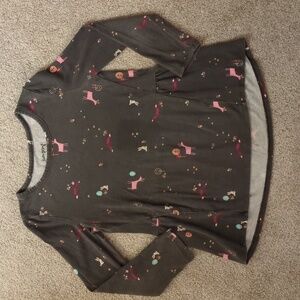 Jumping Beans Gray Long Sleeve Forest Animal Babydoll Shirt